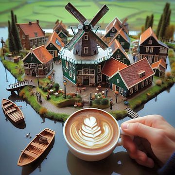 Cafe Latte Hollandse molen van Digital Art Nederland