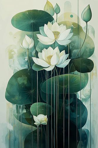 Dance of White Lotus Flowers no.2