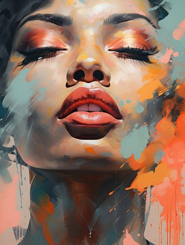 Emotive Eclat - Portrait in Vivid Paint Explosion
