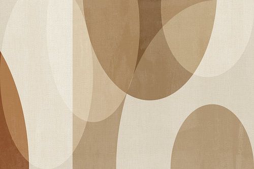 Japandi . Minimalistische abstracte kunst in bruine kleuren op linnen
