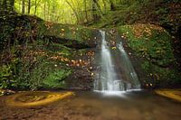 Waterfall Butzerbachtal during fall in the Eifel, Germany.