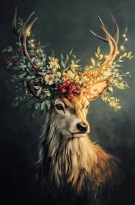 Hert gehuld in kerstsfeer