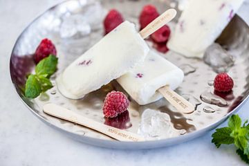 Yogurt raspberry ice creams by Nina van der Kleij