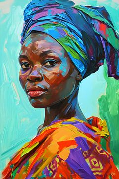 Kleurrijke Portret van een Afrikaanse Vrouw van But First Framing