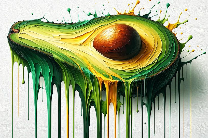 Avocado: een explosie van smaak in groen en geel van artefacti