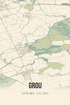 Vintage landkaart van Grou (Fryslan) van Rezona