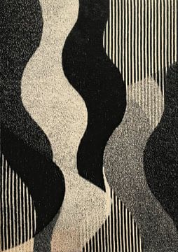 Abstract black and white wavy lines by Niklas Maximilian