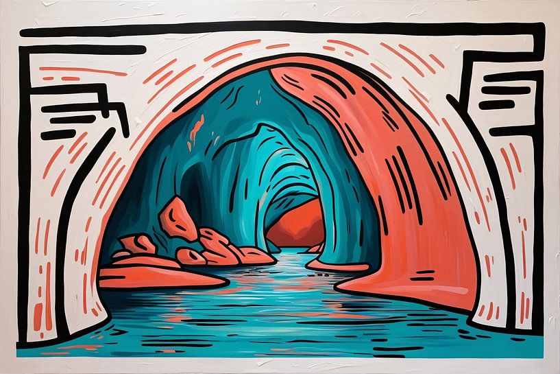 Colourful serene cave painting by Art & Soul Creations
