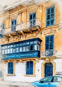 Malta city Valetta watercolor painting #malta