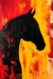 Horse profile in black, red and yellow by Poster Art Shop
