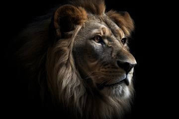 Lion Portrait Black Background