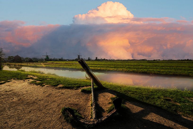 Zaanse Schans on the horizon behind the anchor. by Brian Morgan