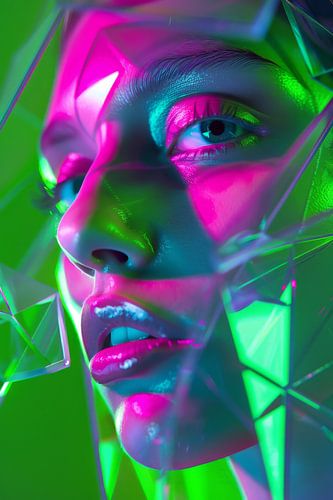 Neonkleurig portret van een vrouw