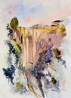 Puente Nuevo in Ronda | Andalusia Spain | Watercolor painting