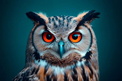 Eule mit orangefarbenen Augen von Poster Art Shop