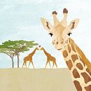 Girafe sur la savane en Afrique par Karin van der Vegt Aperçu