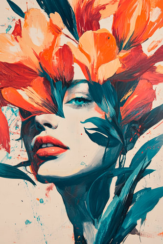 Bloemenmagie: Portret van een vrouw