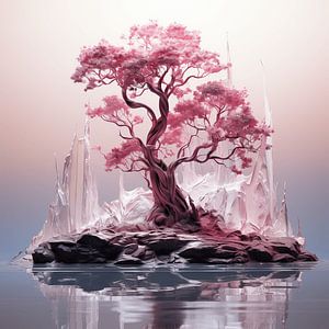 Rosa Baum auf Kristallinsel von Art Lovers