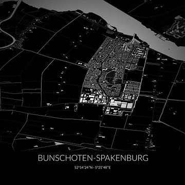 Schwarz-weiße Karte von Bunschoten-Spakenburg, Utrecht. von Rezona