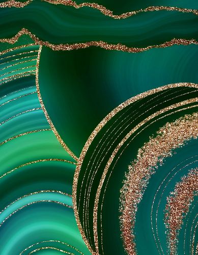 Grüner Marmor mit Gold Glitter von Floral Abstractions