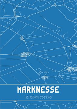 Blauwdruk | Landkaart | Marknesse (Flevoland) van MijnStadsPoster