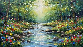 Ruisseau de la forêt ensoleillée sur Artistic