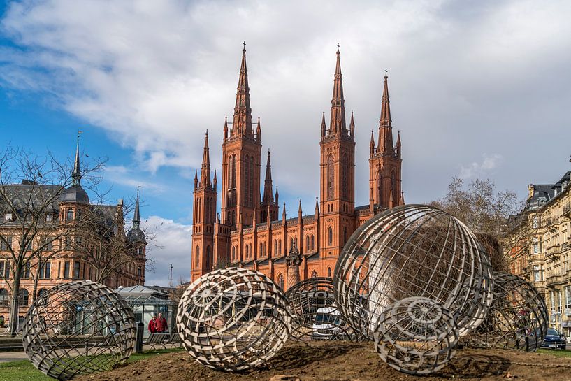 Marktkerk in Wiesbaden, Hessen van Peter Schickert
