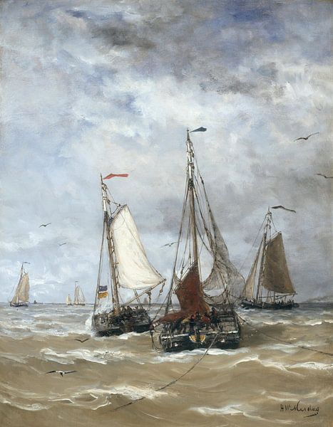 Bomschuiten op zee - Schilderij Mesdag van Schilderijen Nu