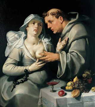 Een monnik en een non, Cornelis Cornelisz. van Haarlem
