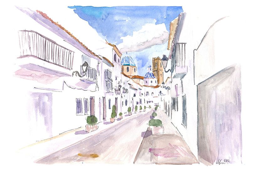 Altea Spain afternoon street scene on the Costa Blanca by Markus Bleichner