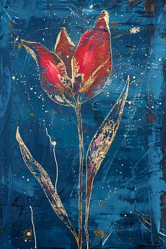 Abstract schilderij van dynamische tulp van Art & Soul Creations