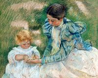 Mother Playing with Child (ca. 1897) drawing by Mary Cassatt