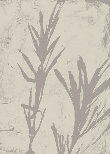 Abstract botanisch. Bladeren in grijs en wit.