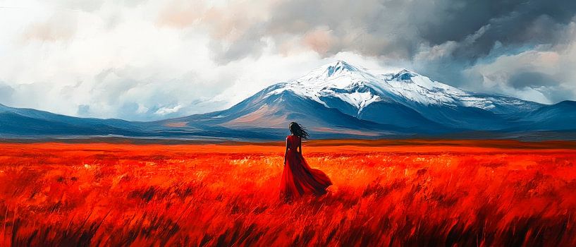 Rotfeld with mountain view - Dramatic by Poster Art Shop
