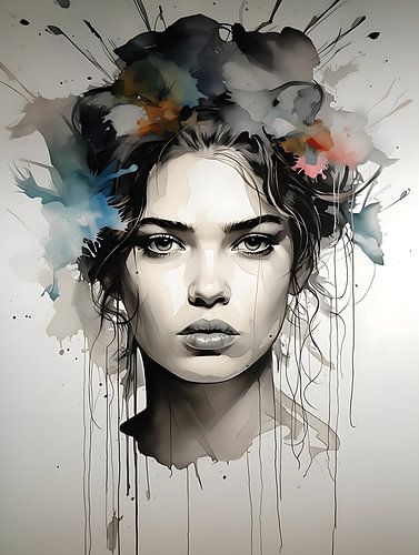 Elegant woman with colourful hair