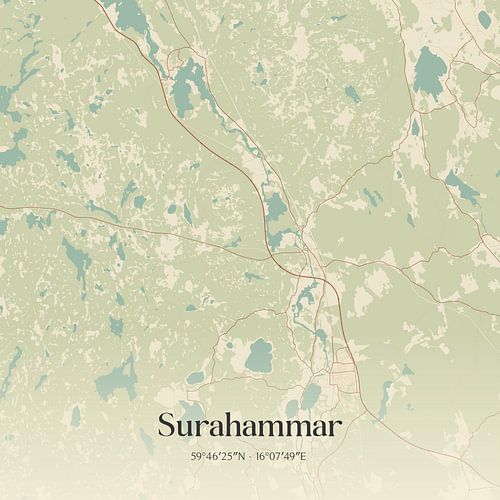 Alte Karte von Surahammar, Schweden.