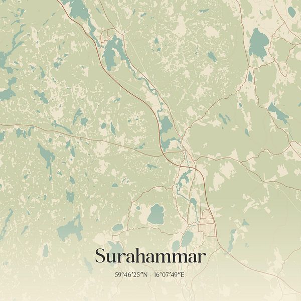 Vintage map of Surahammar, Sweden. by Prints of Place