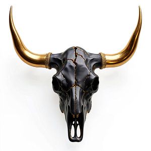 BULL SKULL: Modern Art Gold Art Print Wall Art