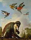 Geketen aap in een landschap, Melchior d'Hondecoeter van Bridgeman Masters thumbnail