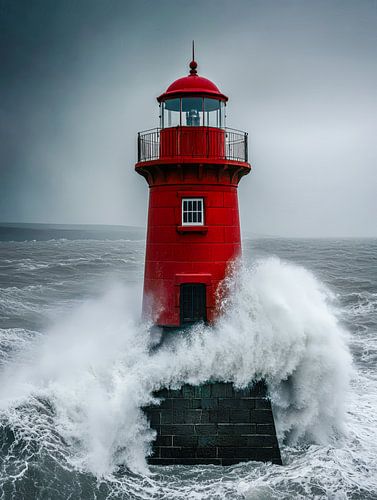 De rode wachter in de razende storm