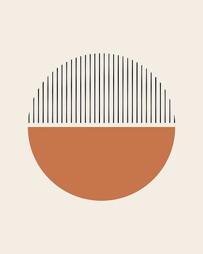 Cirkel in terracotta met zwarte strepen