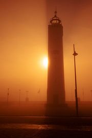 Lighthouse of Noordwijk in the golden mist