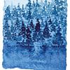 Am Rande des Nadelwaldes | Aquarellmalerei von WatercolorWall