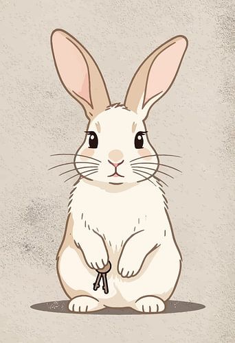 Kunstwerk mit süßem Häschen, das Schlüssel hält – bezaubernder Hasen-Eingangsbereich von MIROKKU