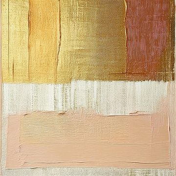 Abstracte kunst in Goud, Zalmroze en Terracotta - 2 van Studio Pieternel