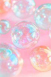Bulles de savon aux douces couleurs pastel sur Poster Art Shop