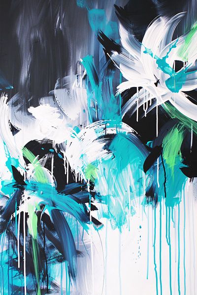 Abstract dynamisch kunstwerk met kleurrijke penseelstreken van Art & Soul Creations