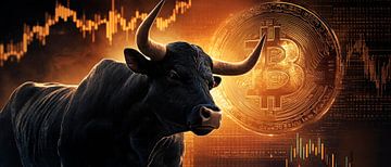 Stier en Bitcoin - motief voor de financiële markt van Poster Art Shop