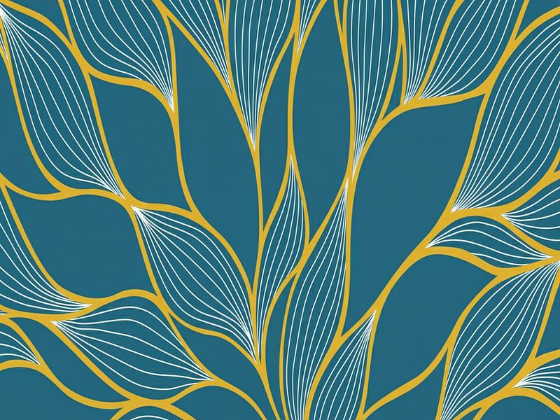 Imprimé d'art Bohemian Botanical Teal &amp;amp ; Gold Leaf par Artistic