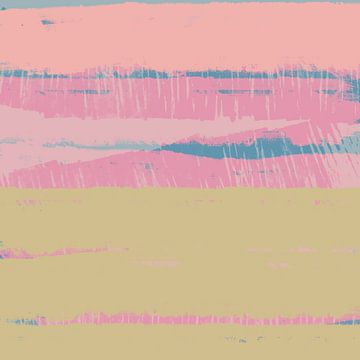 Moderne abstracte kunst in heldere pastelkleuren. Beige, roze en blauwe kleuren van Dina Dankers